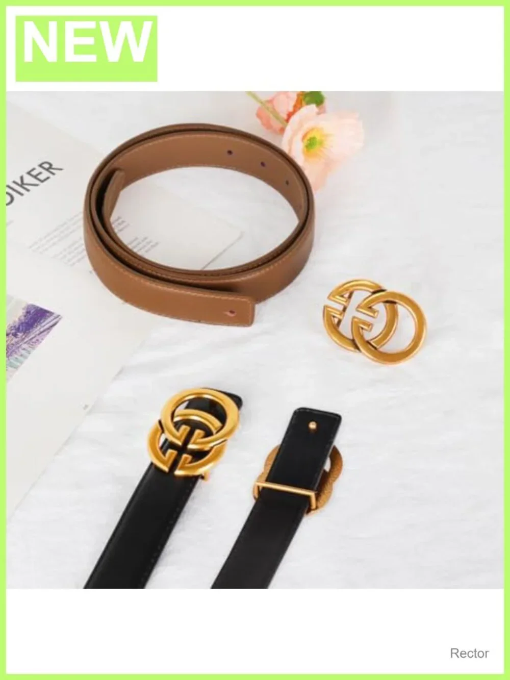 Women's Leather Belt with Buckle for Dresses Jeans Coats